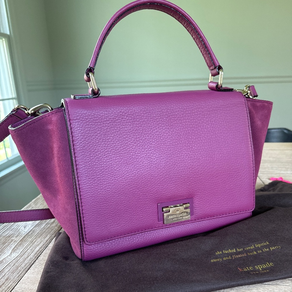 Kate Spade Suede / Leather Magenta Top Handle Bag